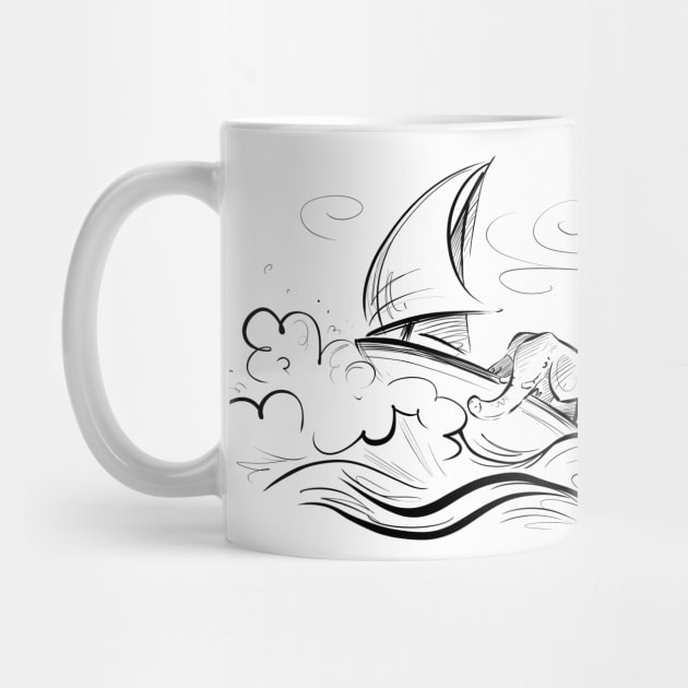 Elephant sailor in a storm by Jason's Doodles